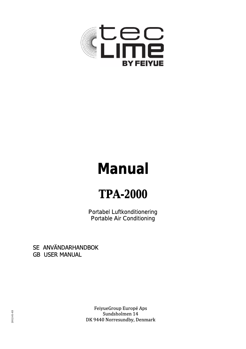 Image de la première page du manuel de l'appareil TPA-2000