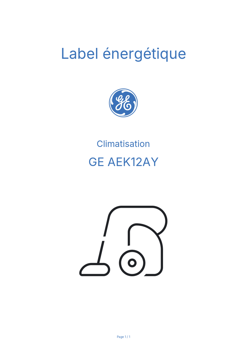 Page n°1 - Label énergétique GE AEK12AY
