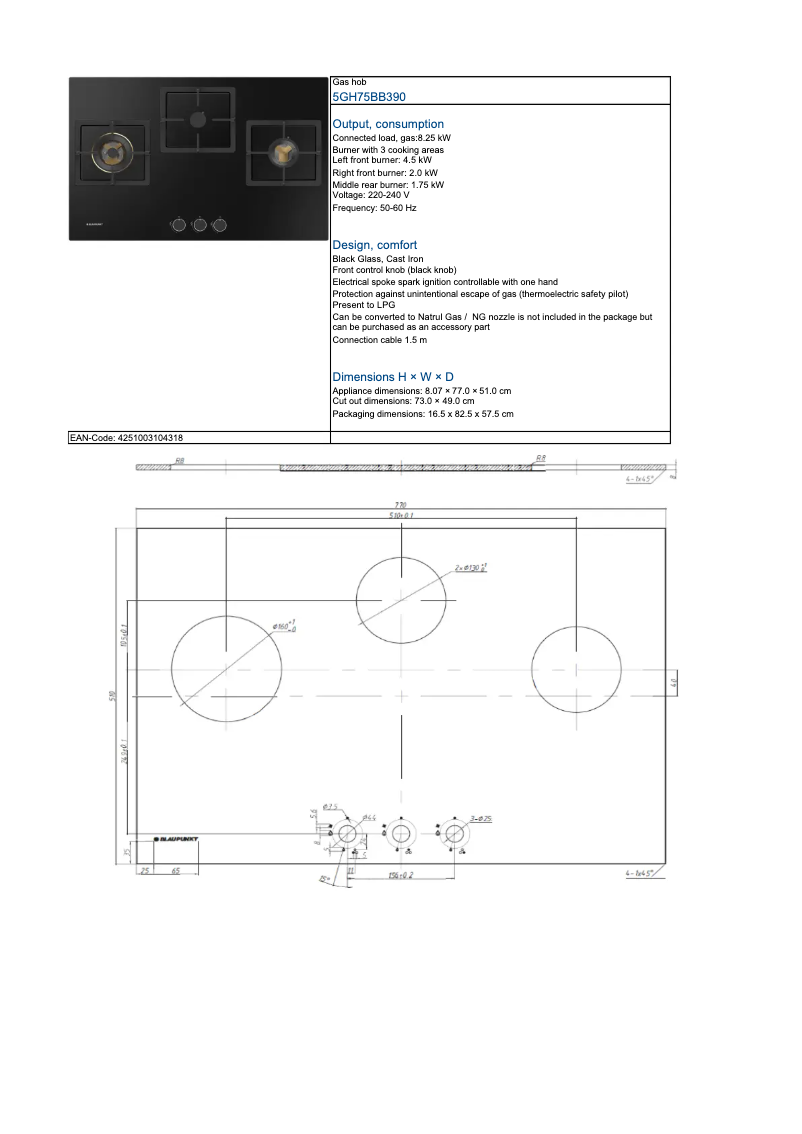 Imagen de la primera página del manual del dispositivo 5GH75BB390