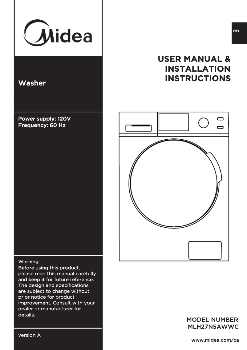 Image de la première page du manuel de l'appareil MLH27N5AWWC