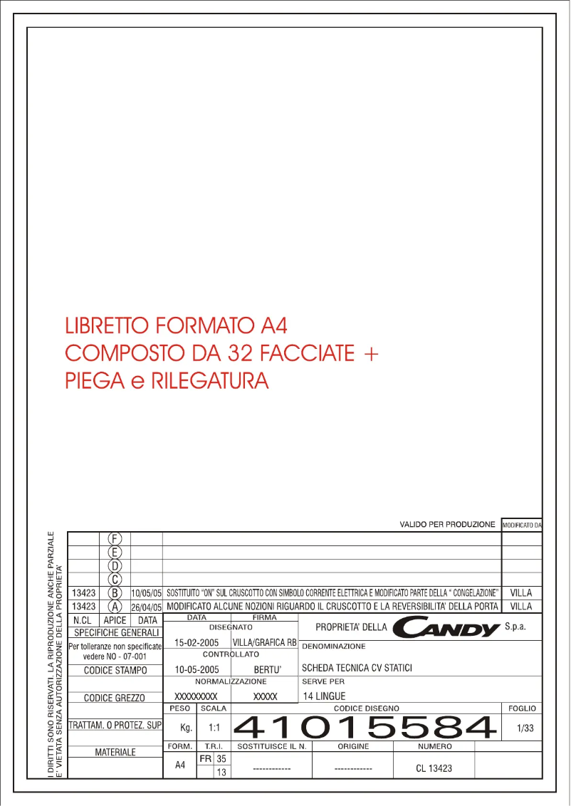 Page n°1 - Manuel utilisateur Candy CFU 2700 E