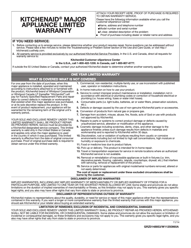 Page 1 de la notice Mode d'emploi KitchenAid KVUC606JSS