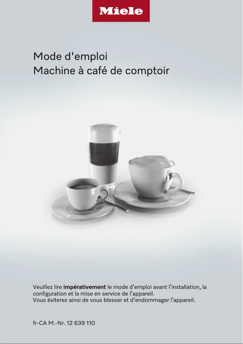 Page 1 de la notice Fiche technique Miele CoffeeSelect CM 7750