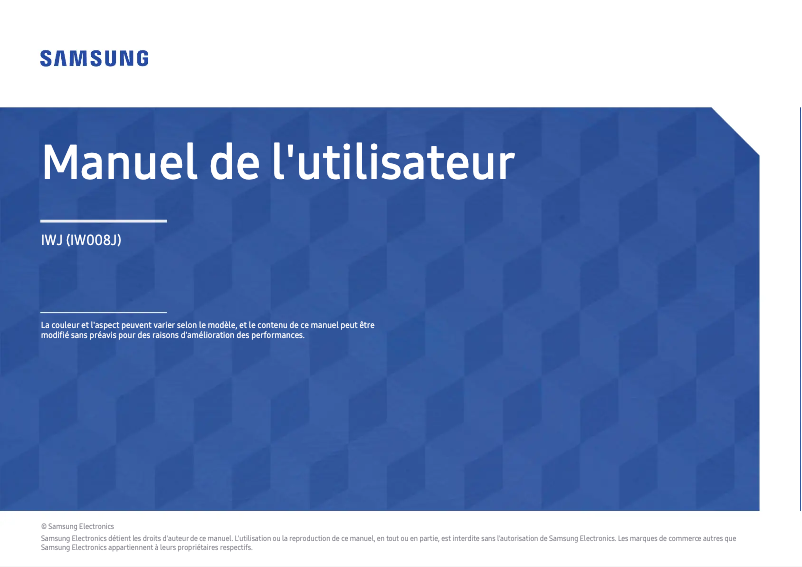Page 1 de la notice Manuel utilisateur Samsung IW008J