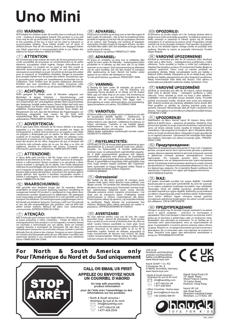 Page 1 de la notice Manuel utilisateur Hauck Uno mini