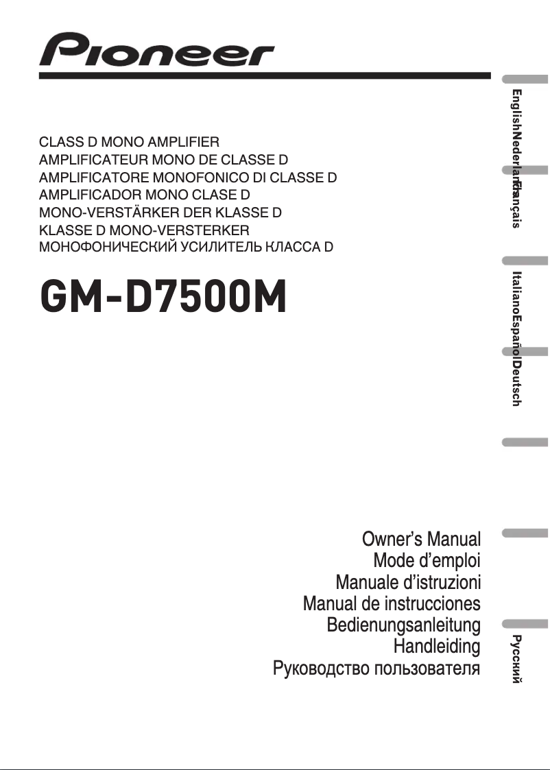 Page n°1 - Manuel utilisateur Pioneer GM-D7500M