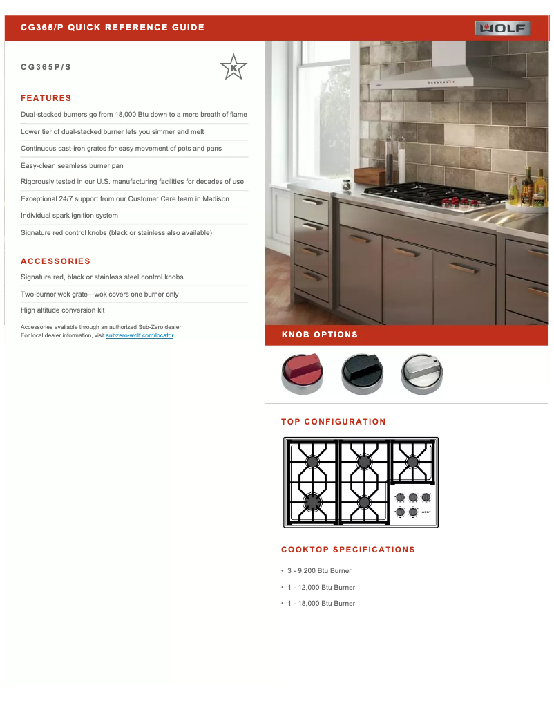 Page 1 de la notice Manuel utilisateur Wolf CG365P