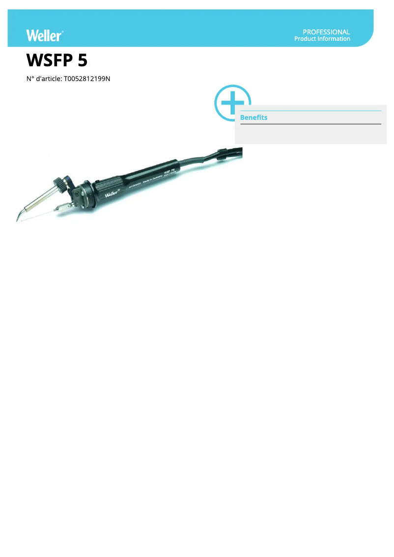 Page 1 de la notice Fiche technique Weller WSFP 5