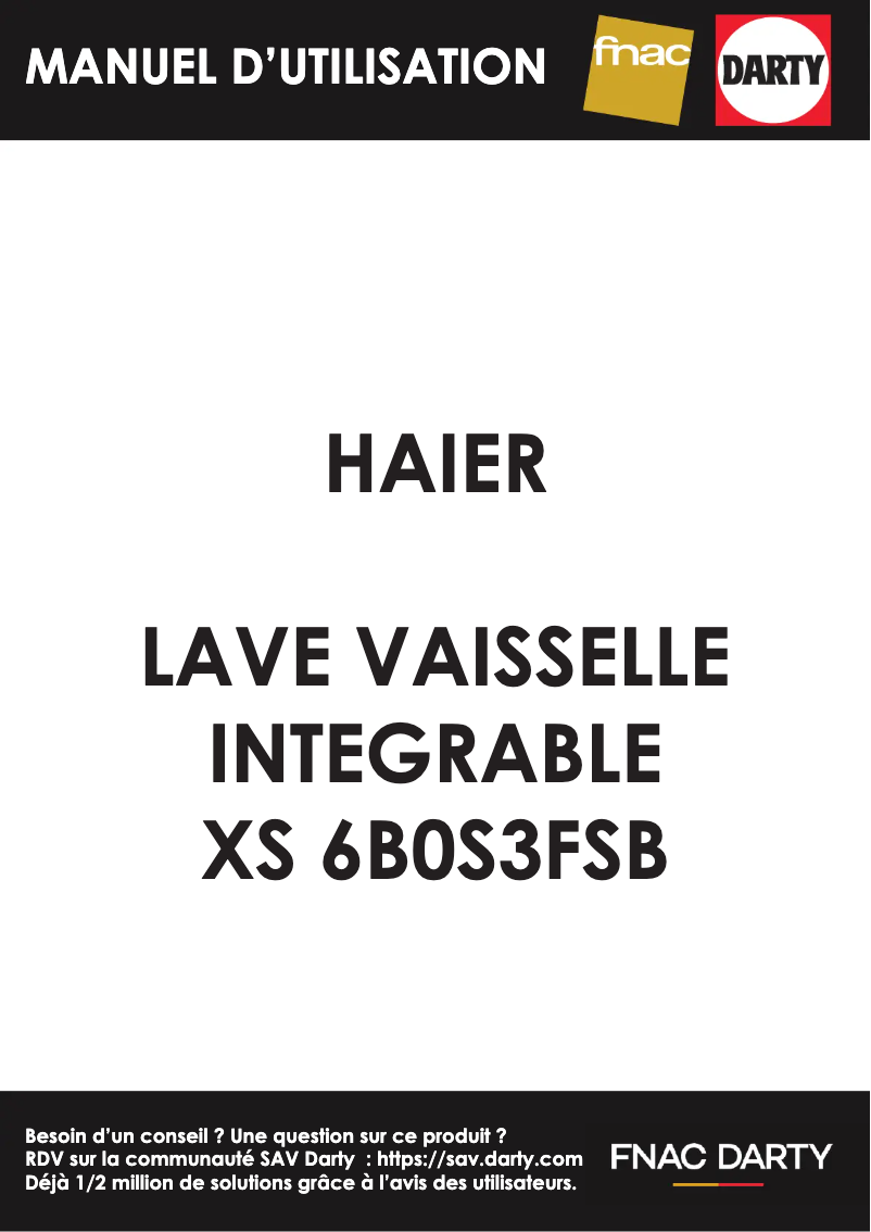 Page 1 de la notice Manuel utilisateur Haier XS 6B0S3FSB