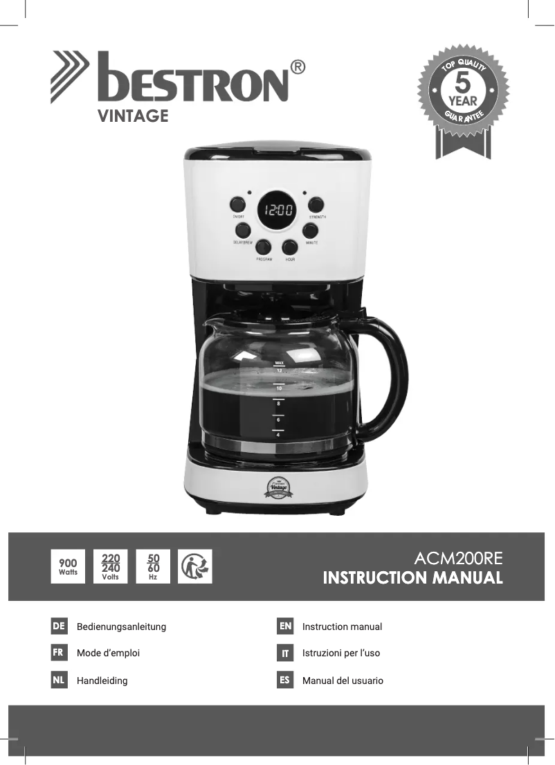 Page n°1 - Manuel utilisateur Bestron ACM200RE