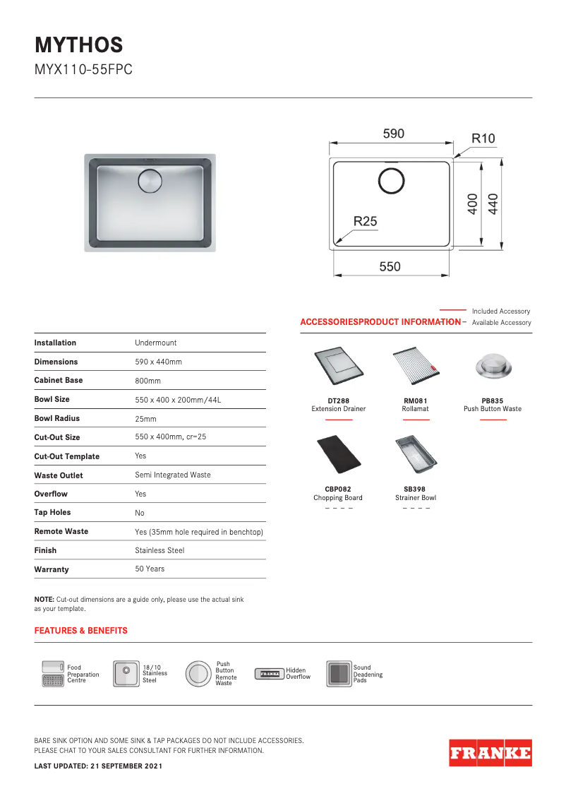 Image de la première page du manuel de l'appareil Mythos MYX110-55FPC