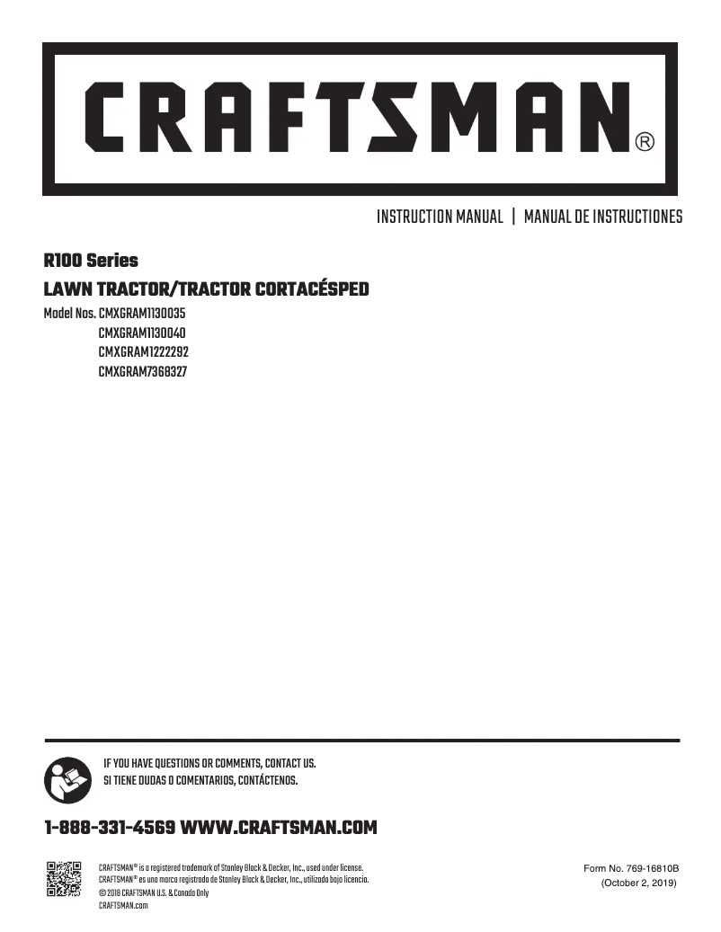 Página 1 del manual Manual de usuario Craftsman CMXGRAM1130040
