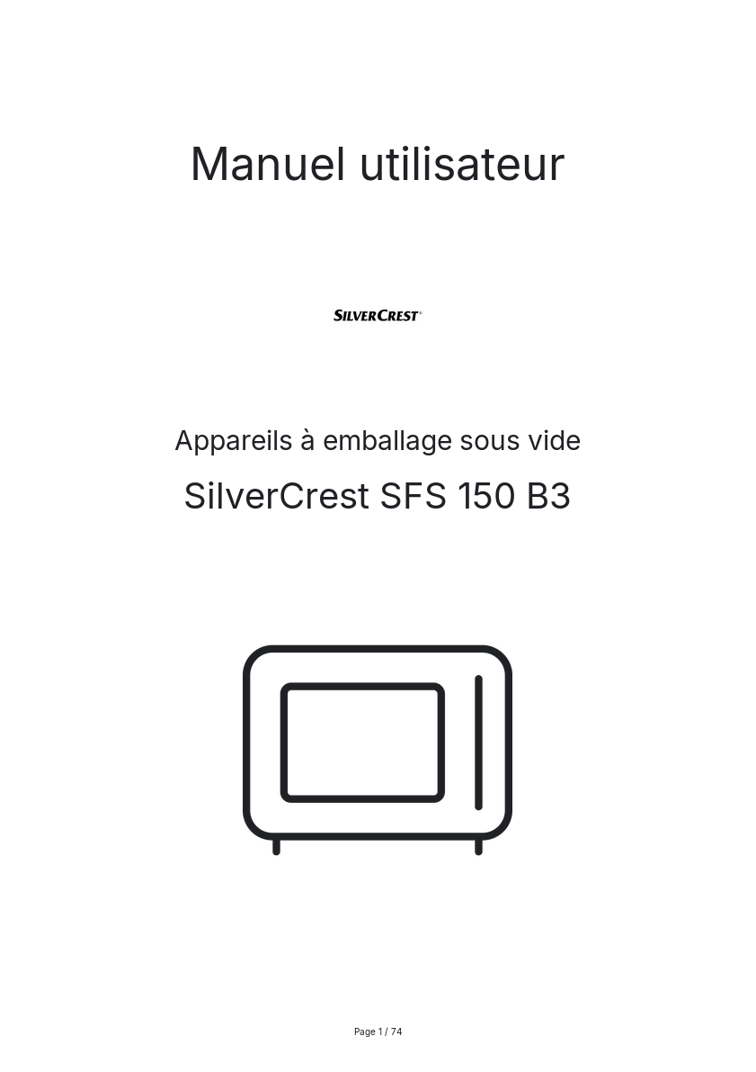 Page 1 de la notice Manuel utilisateur SilverCrest SFS 150 B3