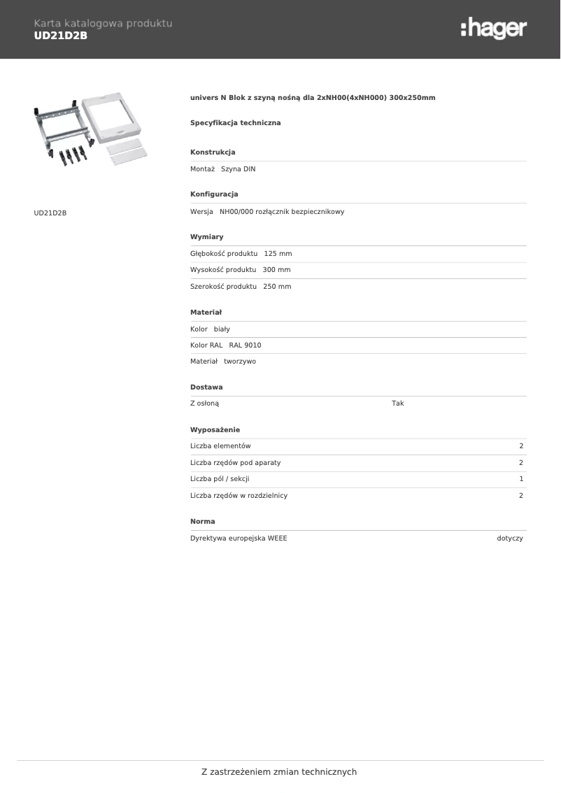 Page 1 de la notice Manuel utilisateur Hager UD21D2B