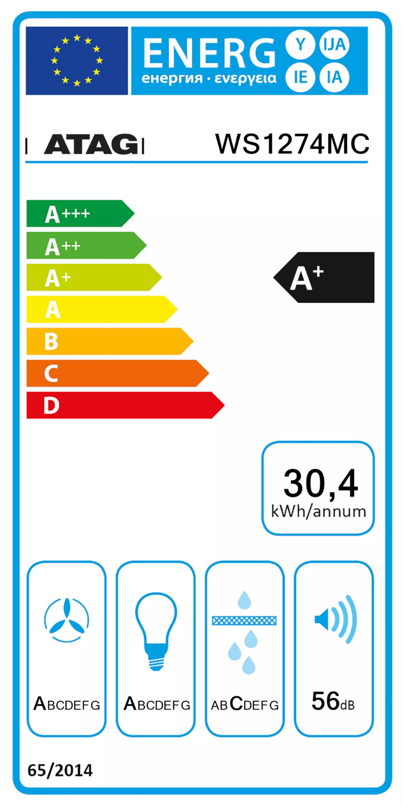 Page n°1 - Label énergétique Atag WS1274MC