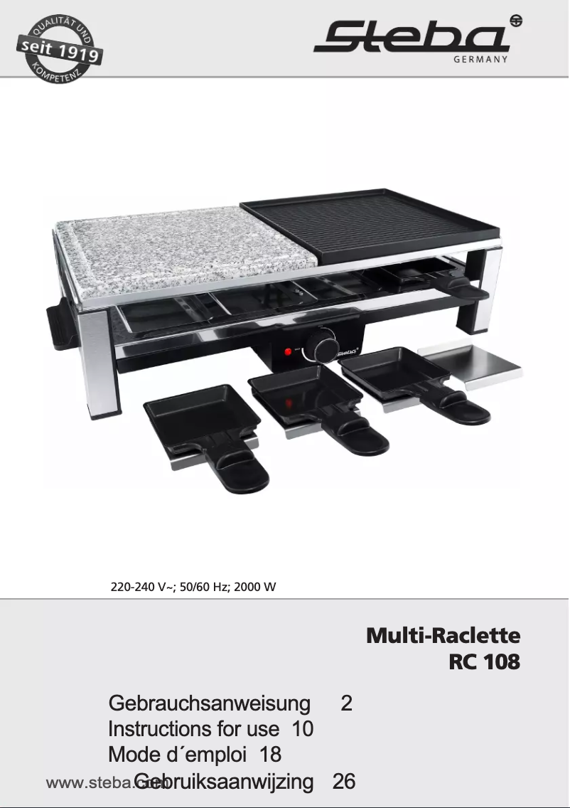 Page n°1 - Manuel utilisateur Steba RC 108