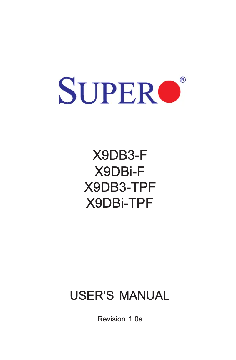 Page n°1 - Manuel utilisateur Supermicro X9DBi-F
