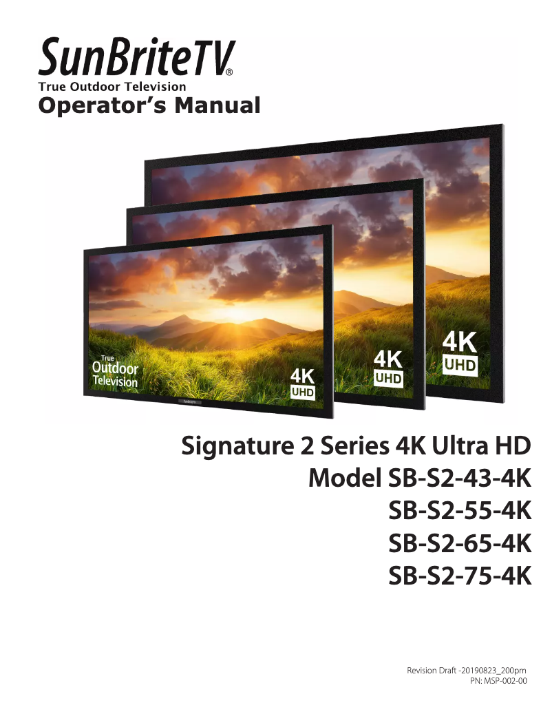 Page n°1 - Manuel utilisateur SunBriteTV Signature 2 SB-S2-75-4K