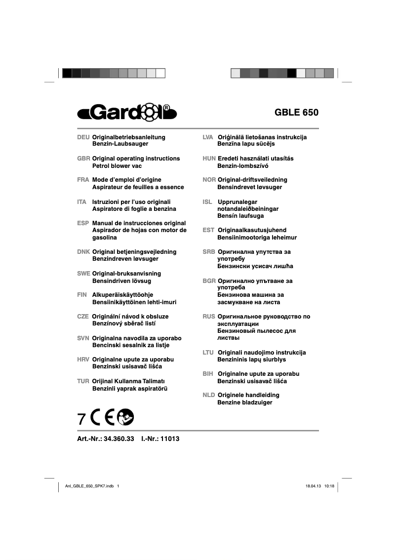 Image de la première page du manuel de l'appareil GBLE 650