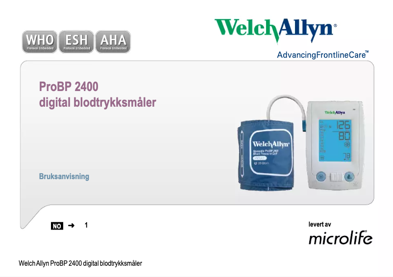 Image de la première page du manuel de l'appareil ProBP 2400