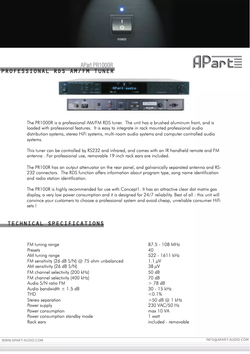 Imagen de la primera página del manual del dispositivo PR1000R
