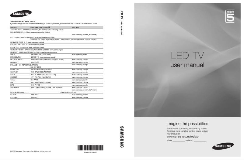 Page 1 de la notice Manuel utilisateur Samsung UE32C5100QW