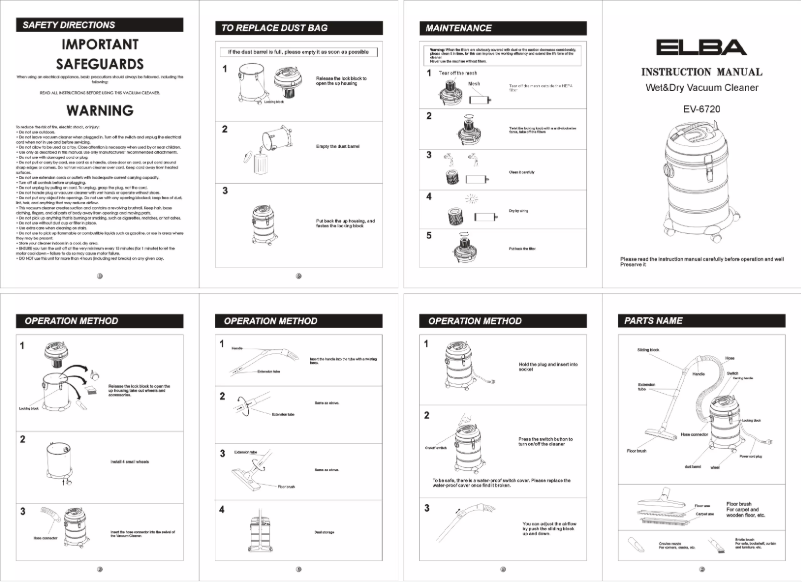 Page 1 de la notice Manuel utilisateur Elba EV-6720