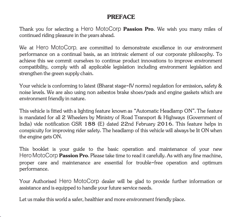 Imagen de la primera página del manual del dispositivo Passion Pro (2018)