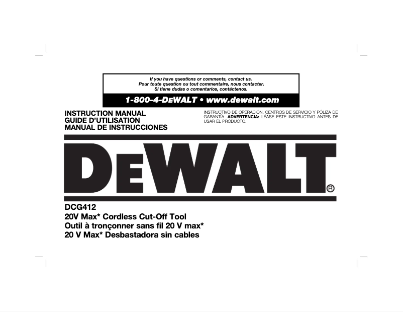 Image de la première page du manuel de l'appareil DWMT70782L