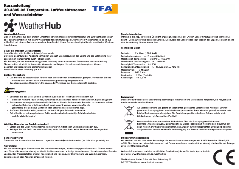 Image de la première page du manuel de l'appareil 30.3305.02