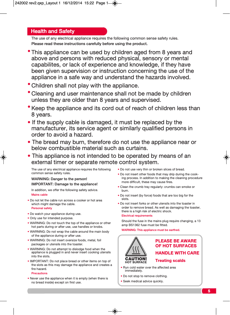 Page 1 de la notice Manuel utilisateur Morphy Richards Accents 242005