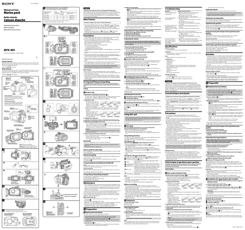 Page 1 de la notice Manuel utilisateur Sony MPK-WH