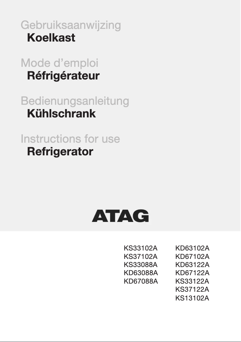 Page n°1 - Manuel utilisateur Atag KD67102A