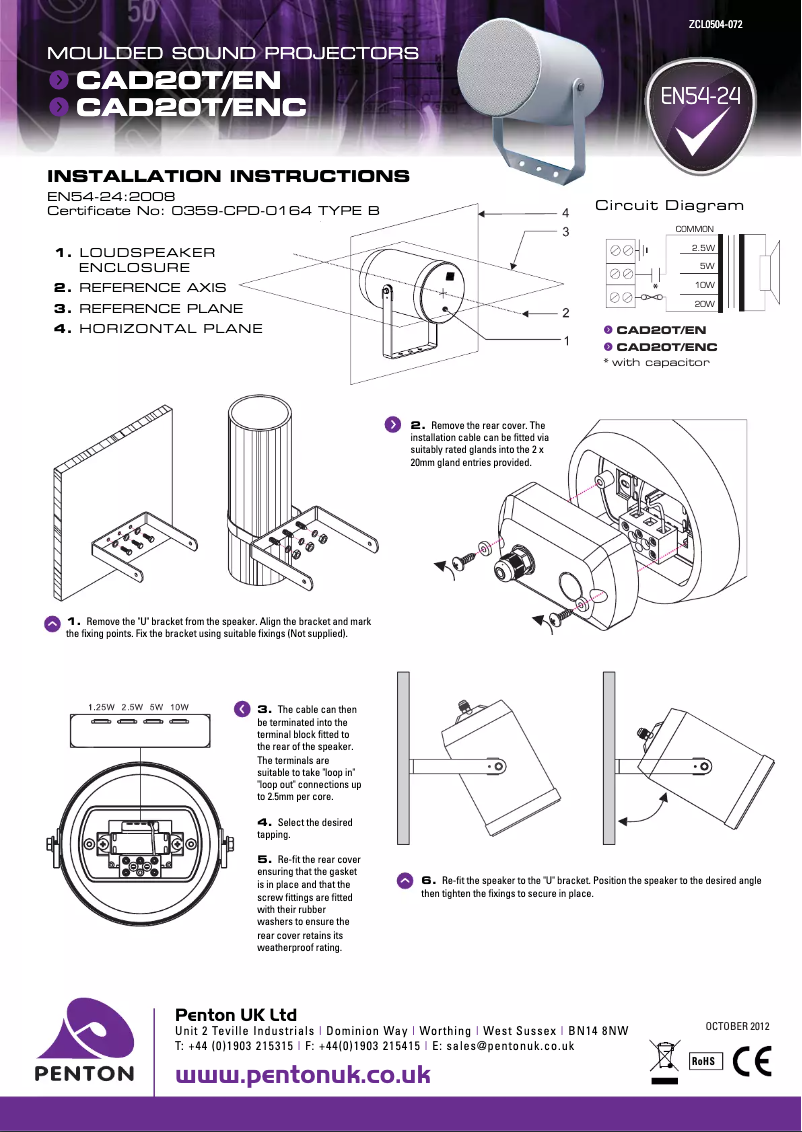 Page n°1 - Manuel utilisateur Penton CAD20T/EN