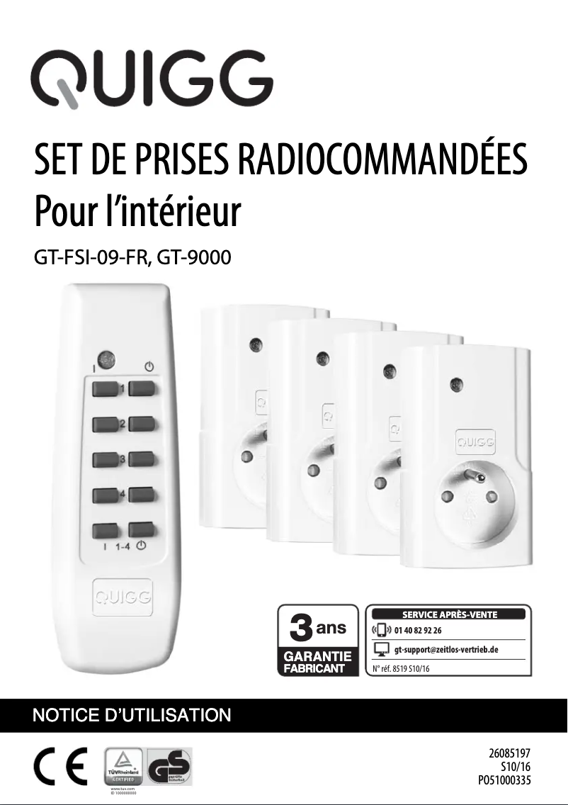 Page 1 de la notice Manuel utilisateur Quigg GT-FSI-09