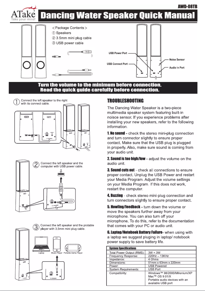 Page 1 de la notice Manuel utilisateur ATake AWD-08T