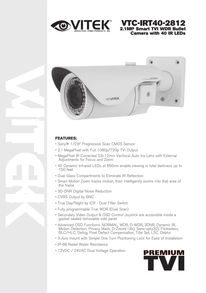 Page n°1 - Manuel utilisateur Vitek VTC-IRT40