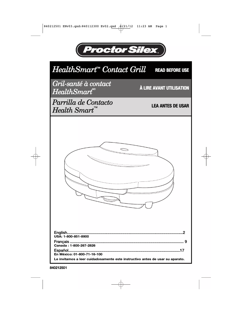 Image de la première page du manuel de l'appareil HealthSmart 25218P
