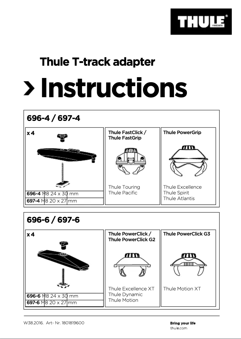Página 1 del manual Manual de usuario Thule T-track adapter 697-4
