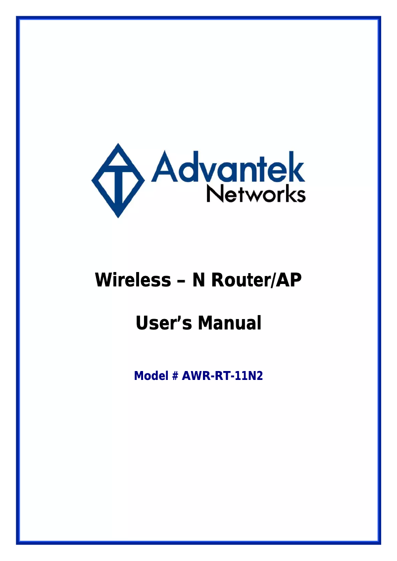 Page 1 de la notice Manuel utilisateur Advantek Networks AWR-RT-11N2