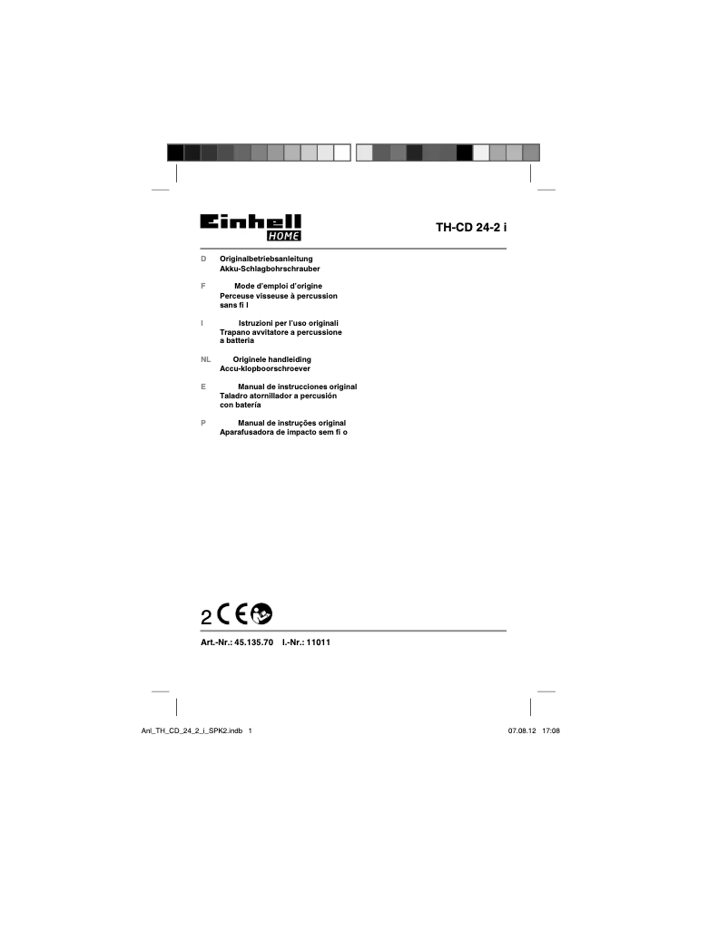 Page 1 de la notice Manuel utilisateur Einhell TH-CD 24-2 i