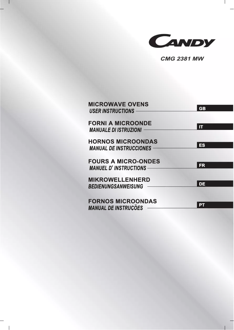 Page 1 de la notice Manuel utilisateur Candy CMG 2381 MW