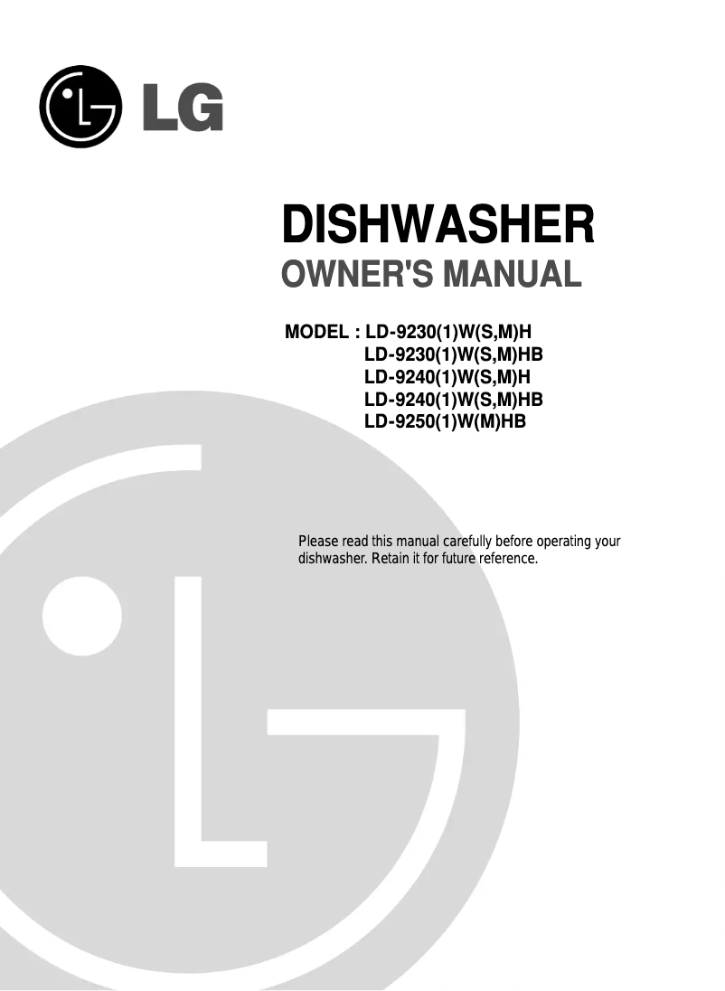 Page 1 of the manual User Manual LG LD-9241WH