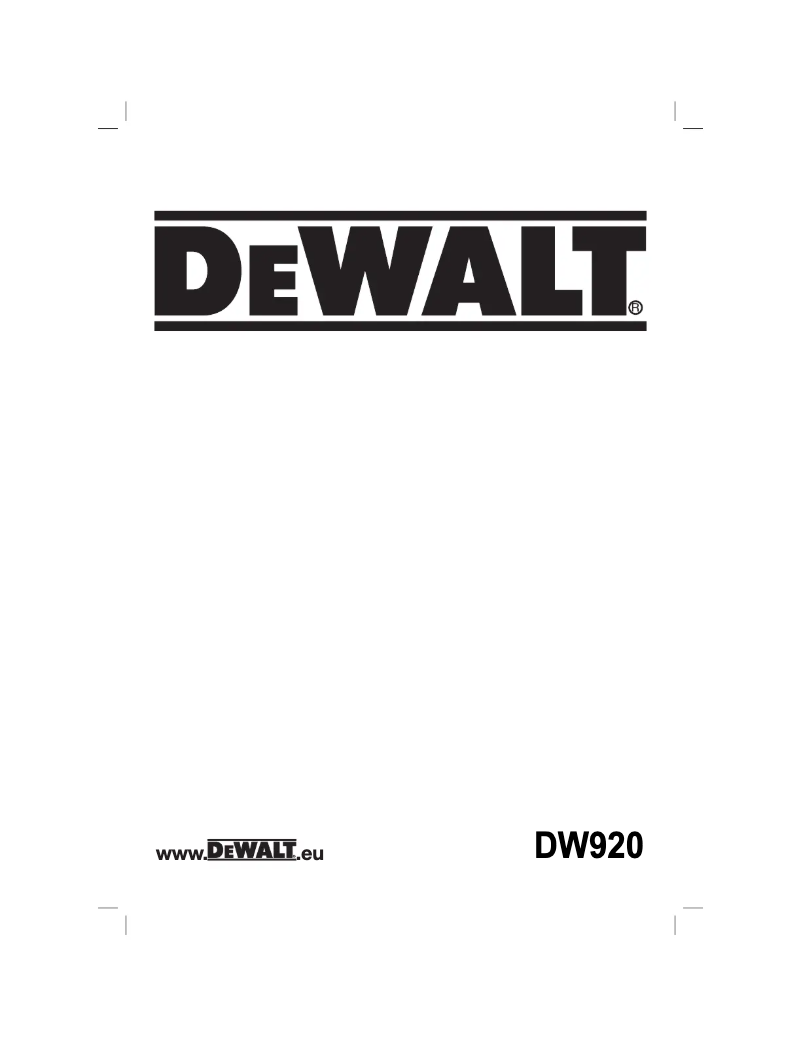 Page n°1 - Manuel utilisateur DeWalt DW920