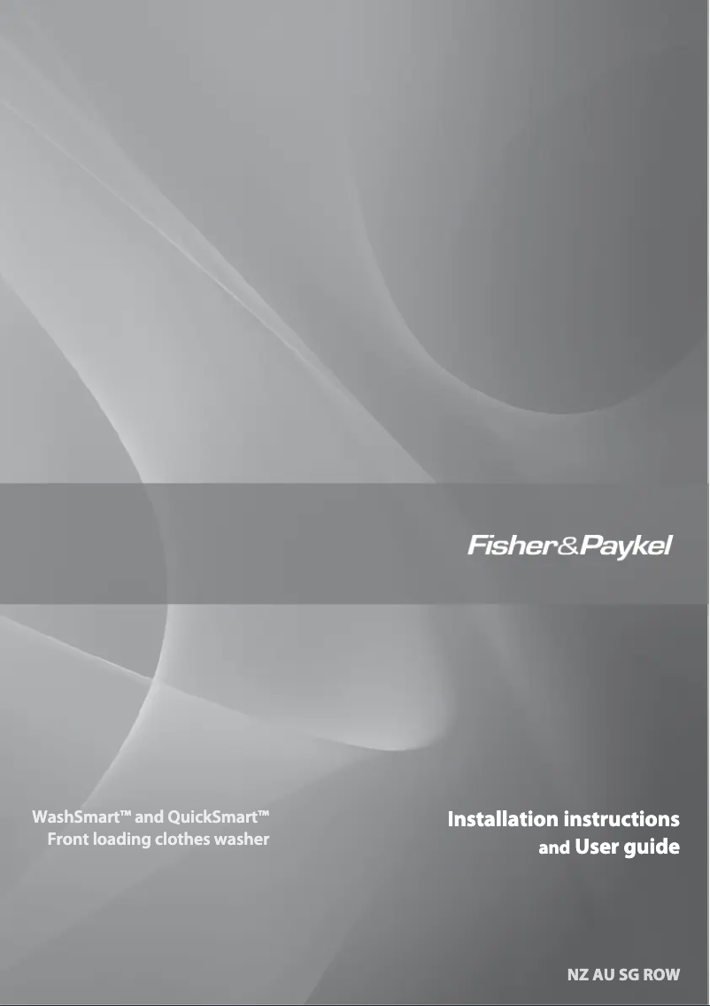 Page n°1 - Manuel utilisateur Fisher & Paykel WH8560J1 QuickSmart