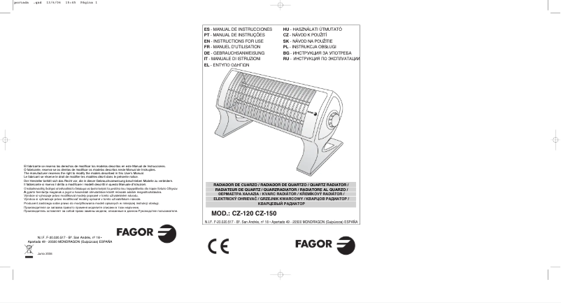 Image de la première page du manuel de l'appareil CZ-120