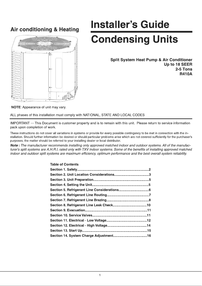 Image de la première page du manuel de l'appareil AHC24H18