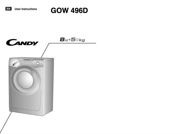 Page 1 de la notice Manuel utilisateur Candy GO W496D-AUS