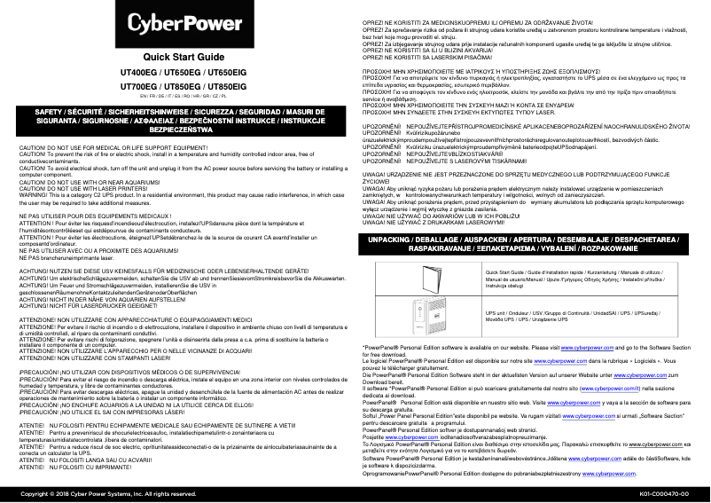 Page 1 de la notice Manuel utilisateur CyberPower UT650EG