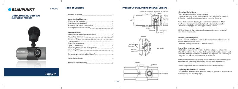 Page n°1 - Manuel utilisateur Blaupunkt Dual Camera HD Dash Cam BPDV142